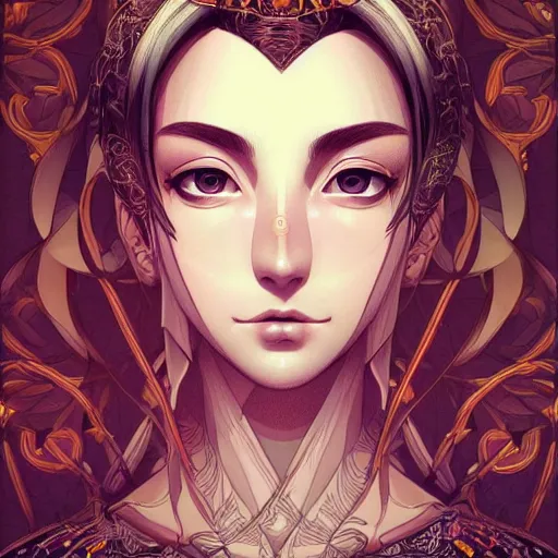 Prompt: ehther the heavenly monarch, beautiful, detailed symmetrical close up portrait, intricate complexity, in the style of artgerm and ilya kuvshinov, cel shaded