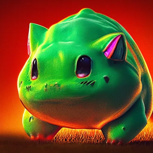 Image similar to Photorealistic bulbasaur tripping on acid. Hyperdetailed photorealism, 108 megapixels, amazing depth, glowing rich colors, powerful imagery, psychedelic Overtones, 3D finalrender, 3d shading, cinematic lighting, artstation concept art