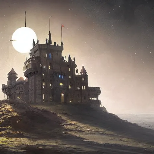 Image similar to a castle on the moon,digital art,ultra realistic,ultra detailed,art by greg rutkowski