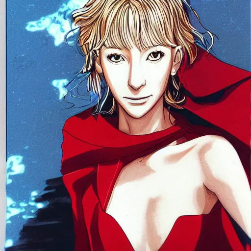 Image similar to An anime portrait of cate blanchett ,by Katsuhiro Otomo