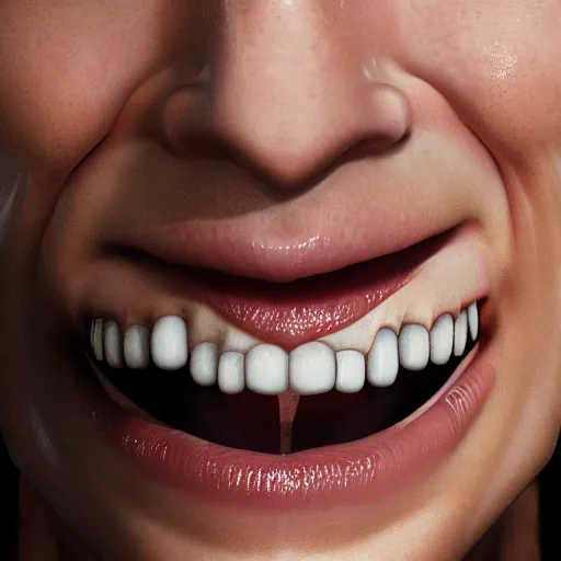 Image similar to headshot of person holding in their mouth, hyperrealistic, insane detail, real life, realisitc, ray tracing, 1 6 k hd