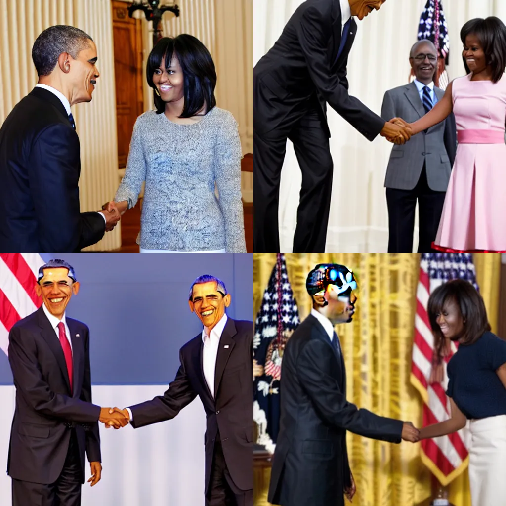 Prompt: barack obama shakes hands with yui hirasawa