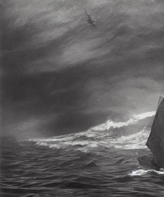 Prompt: color photo of a 1 9 2 5 seiner sailing with the jamaican shoreline with the mouth of a sea cave at the waterline, dark, brooding, atmospheric, seascape, lovecraft, horror, smooth, epic, highly detailed, cinematic, annie lebowitz