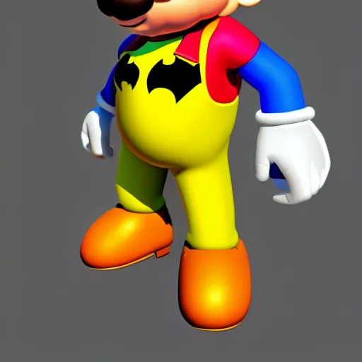 Prompt: super mario as batman, highly detailed, extremely high quality, hd, 4 k, 8 k, professional photographer, 4 0 mp, lifelike, top - rated, award winning, realistic, detailed lighting, detailed shadows, sharp, no blur, edited, corrected, trending