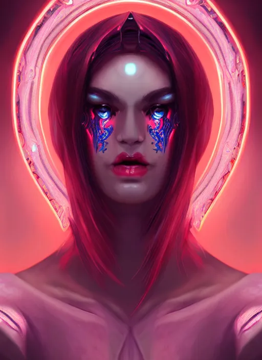 Prompt: symmetry!! portrait!! of a female character girl demon, fantasy, tech style, glowing lights!! intricate, elegant, highly detailed, digital painting, artstation, concept art, smooth, sharp focus, illustration, art by ekaterina bek - nazarova and zach sharts