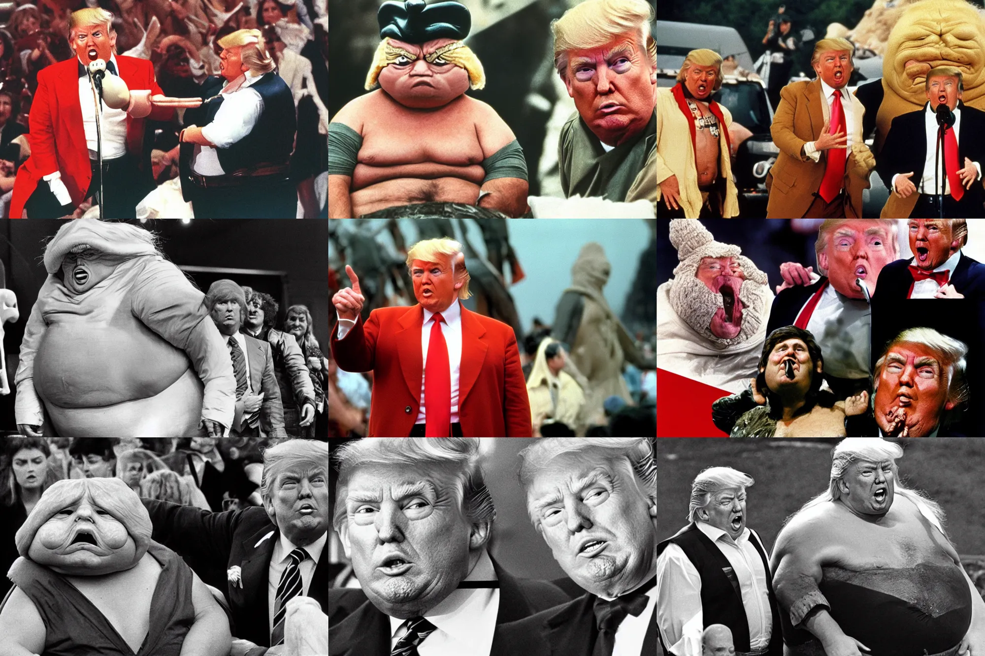 Prompt: donald trump as jabba the hut 1 9 7 7