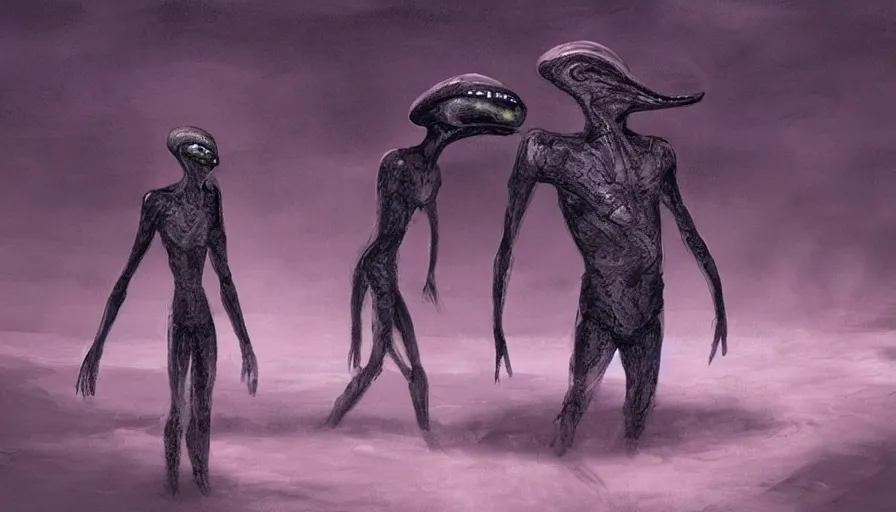 Image similar to first contact with abstract alien being, concept art, movie still