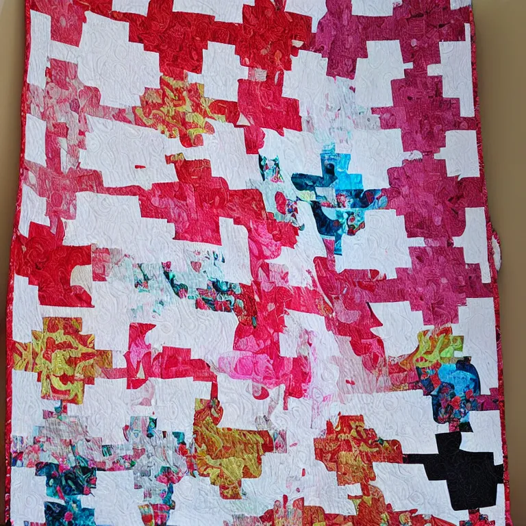 Prompt: abstract rose quilt