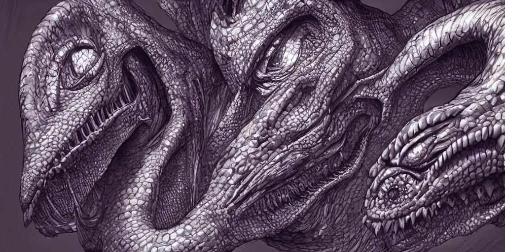 Image similar to interdimensional reptilian overlords plotting humanity's demise, intricate, highly detailed, beautiful lighting, in the style of artgerm, 8k