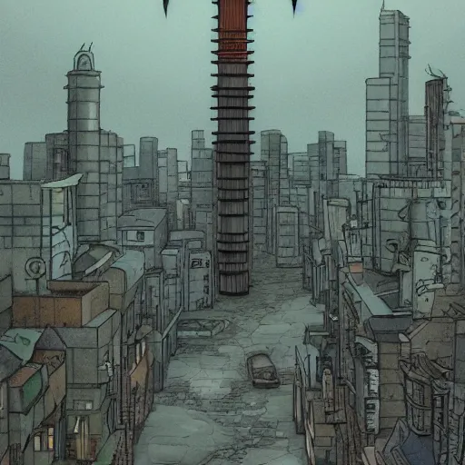 Image similar to a dystopian reality in the style of studio ghibli