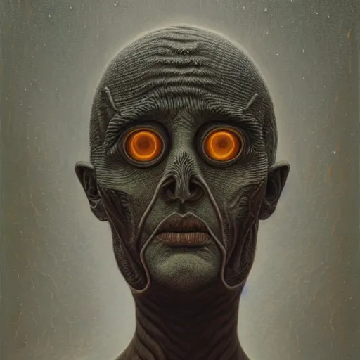 Prompt: her eyes wide by zdzisław beksiński, jeffrey smith and h.r. giger, oil on canvas, XF IQ4, f/1.4, ISO 200, 1/160s, 8K, RAW, unedited, symmetrical balance, in-frame