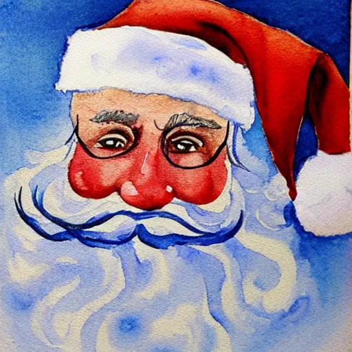 Image similar to a watercolor painting of santa claus