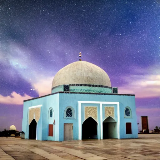 Prompt: mosque surrounded by nebula clouds