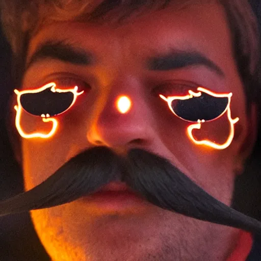 Prompt: mega mustache fire eyes - n 9