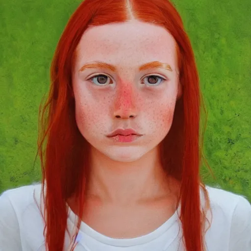 Image similar to A Swiss French Red Haired Girl With Freckles :: Symmetrical Portrait