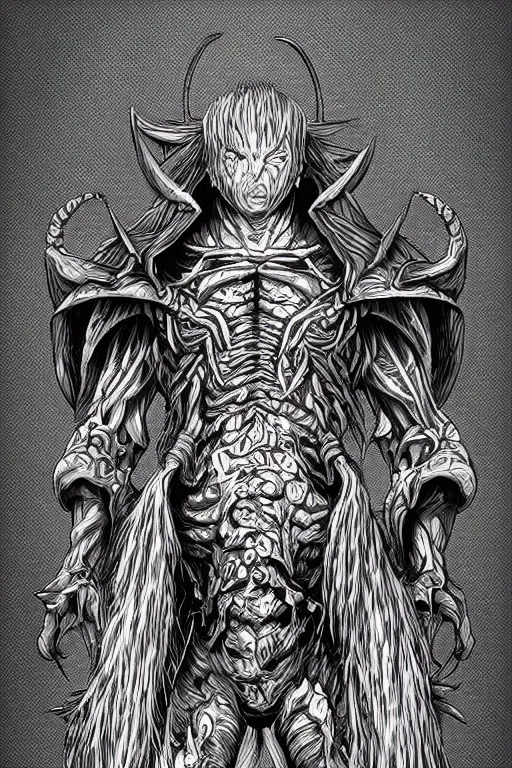 Image similar to pepper humanoid figure monster, symmetrical, highly detailed, digital art, sharp focus, trending on art station, kentaro miura manga art style