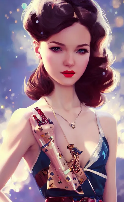 Prompt: a pin up and beautiful fashion charming dreamlke swedish girl with lv jewelry, character art, art by artgerm lau and wlop and and ilya kuvshinov and john singer sargent, hyperdetailed, 8 k realistic, symmetrical, frostbite 3 engine, cryengine, dof, trending on artstation, digital art