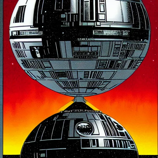 Prompt: the death star by frank miller