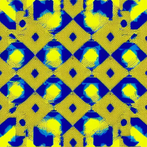 Prompt: pattern art, blue and yellow color scheme