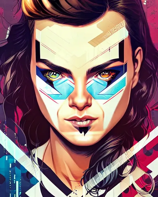 Prompt: artgerm and sandra chevrier comic cover art, full body cute young lady, symmetrical eyes, bangs, rim lighting, vivid colors, vector cutout illustration vivid multicolor borderlands