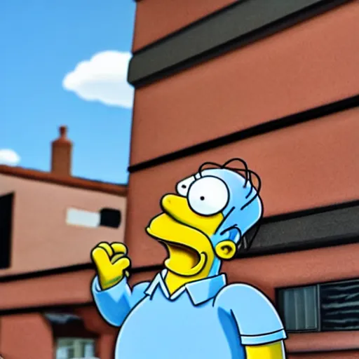 Prompt: homer simpson in real life, low angle