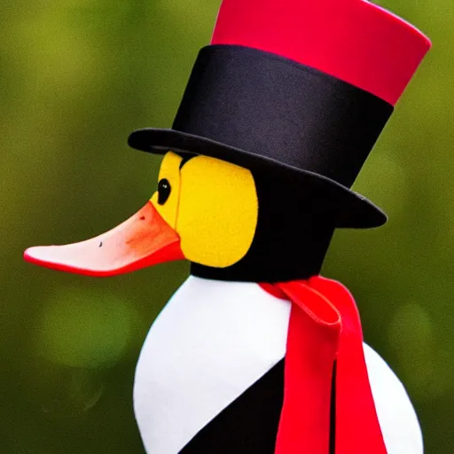 Prompt: Duck wearing a top hat