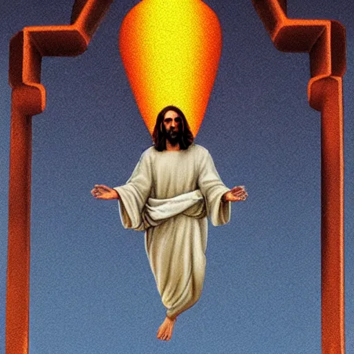 Prompt: jesus descending from the ufo, photorealistic, 4k
