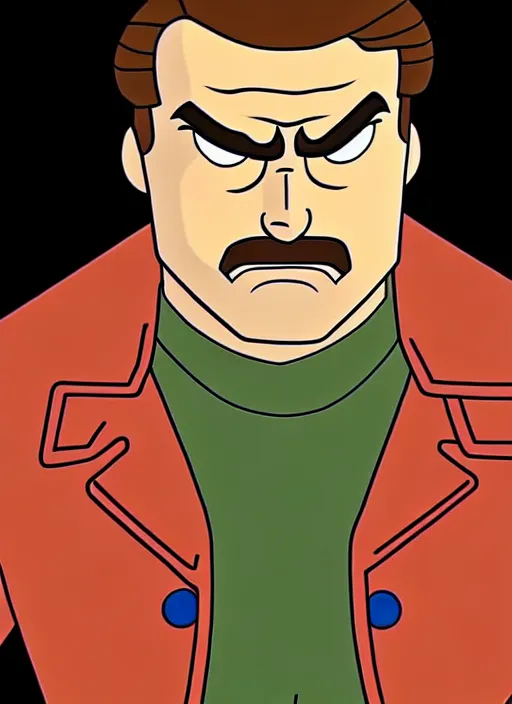 Image similar to still of jim hopper from stranger things : the animated series, cartoon screen capture ( 1 9 8 8 ), in the style of g. i. joe ( 1 9 8 3 ), transformers ( 1 9 8 4 ) and masters of the universe ( 1 9 8 3 )