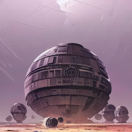 Prompt: a super structure inspired by the death star, by ian mcque and neil blevins