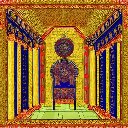 Image similar to Digital art of the throne room Byzantine Imperial