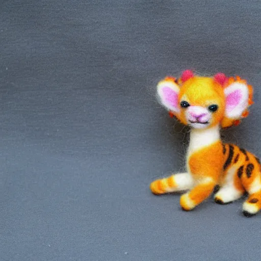 Image similar to Popsicle Tiger, needle felted Art Toy, realistic, high details, 8k