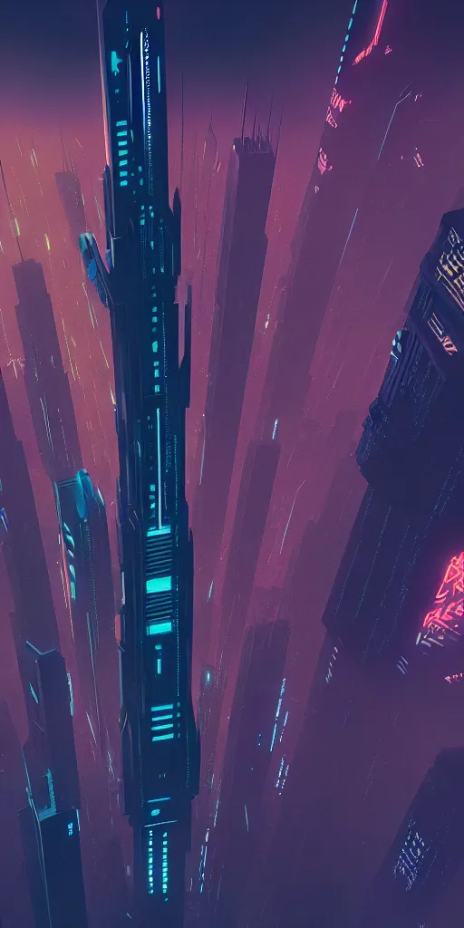 Image similar to epic cyberpunk cityscape, blade runner, james guilleard, beeple, laurie greasley, dan mcpharlin, ornate, dynamic, particulate