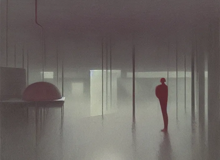 Prompt: pouring rain, science fiction, Edward Hopper and James Gilleard, Zdzislaw Beksinski highly detailed