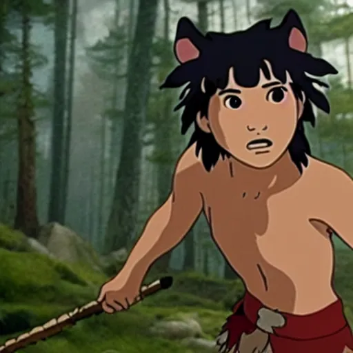 Image similar to a still frame from the princess mononoke live action film, cinematic, filmic