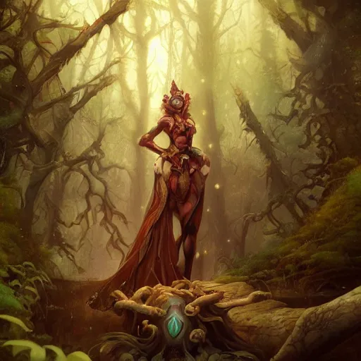 Image similar to the court jesters wife lost in the woods, pretty, beautiful, hyper realistic fantasy painting, deviantart artstation, by jason felix by steve argyle by tyler jacobson by peter mohrbacher, cinematic, magical