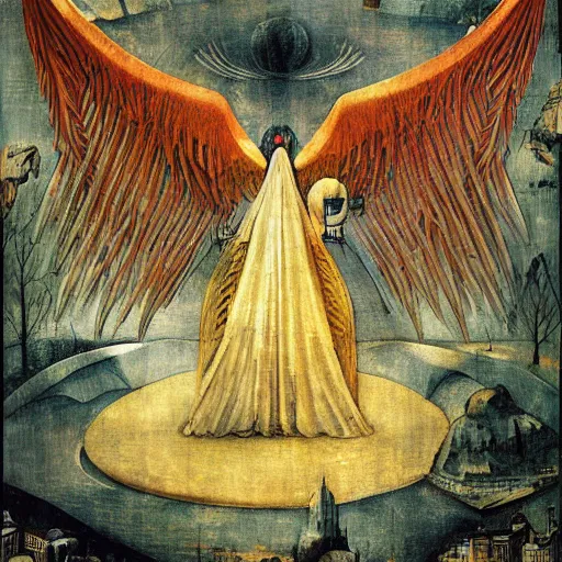 Prompt: soft refracting boring continent rectangle wolf angel citrus archway , by Hieronymus Bosch and George Lucas and Wendy Froud , parallax , cyberpunk , An art deco