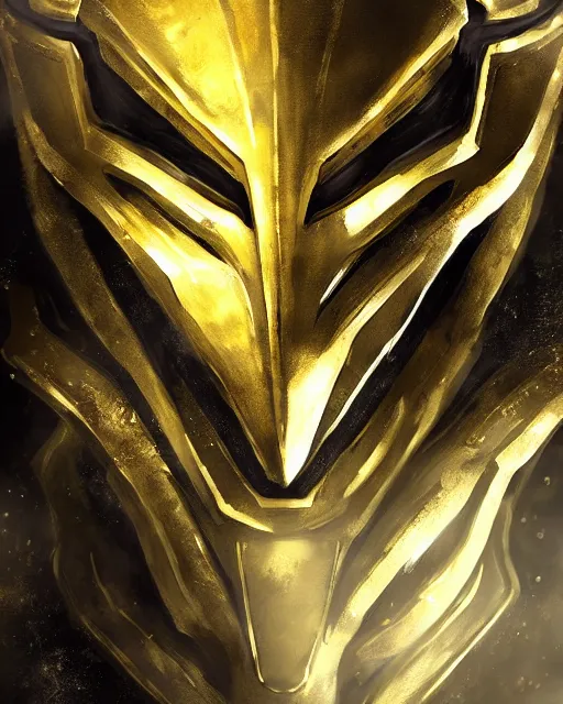 Image similar to black and gold warframe armor cinematic detailed photorealistic digital artwork digital painting