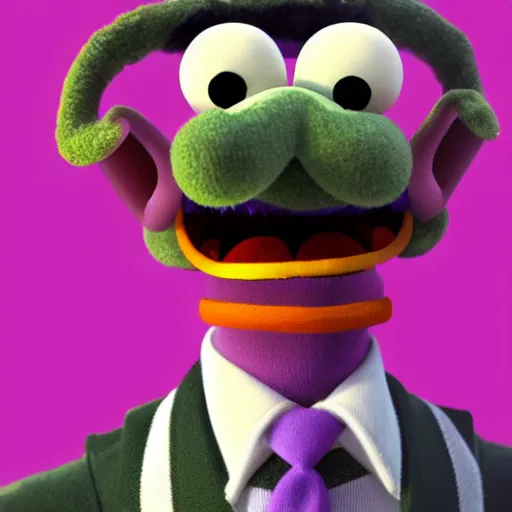 Prompt: Waluigi reimagined as a Muppet, photorealistic