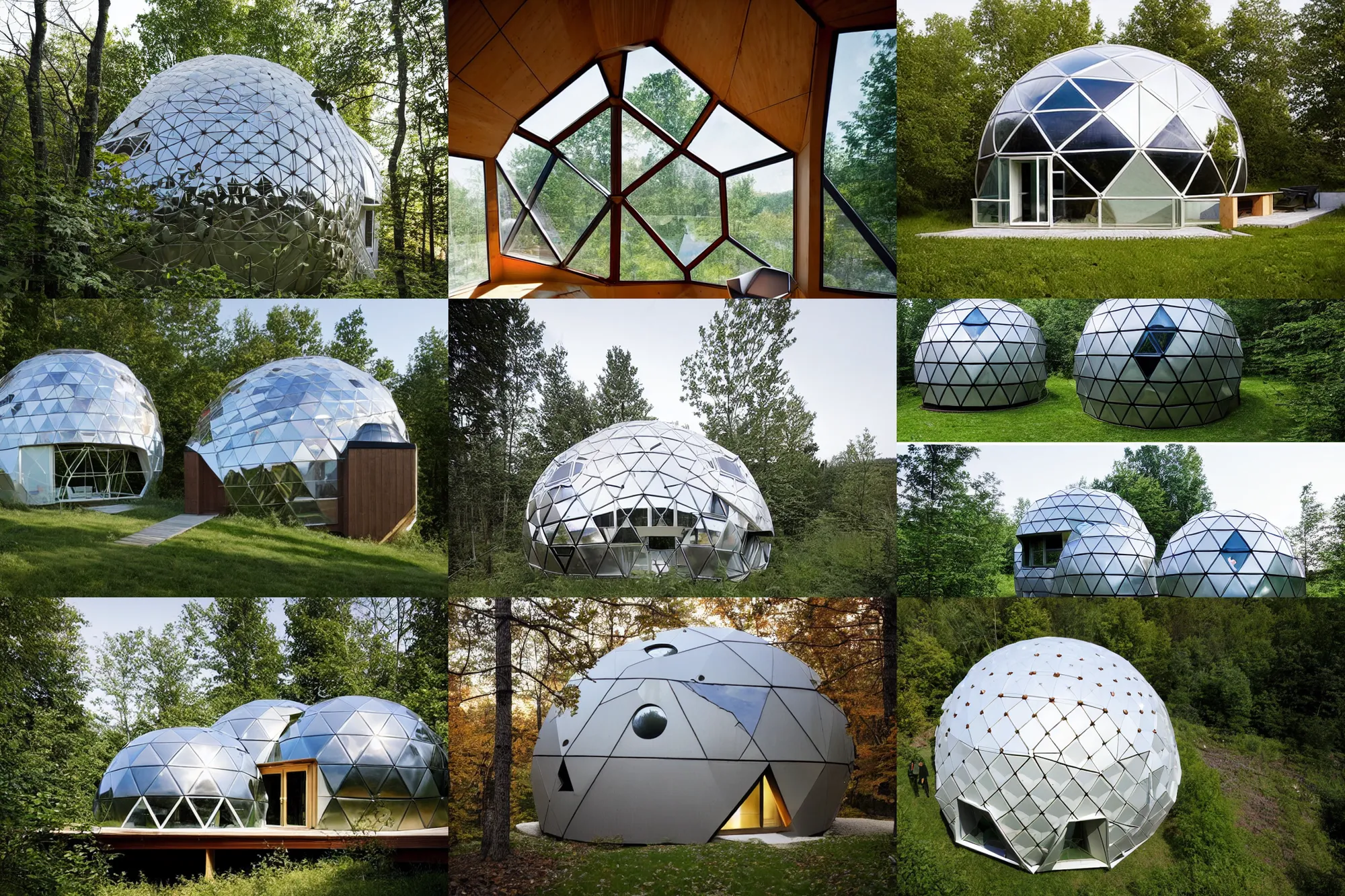 Prompt: geodesic house by buckminster fuller dome kristoffer tejlgaard benny jepsen, architecture award winner, domespace, sustainable green environmental