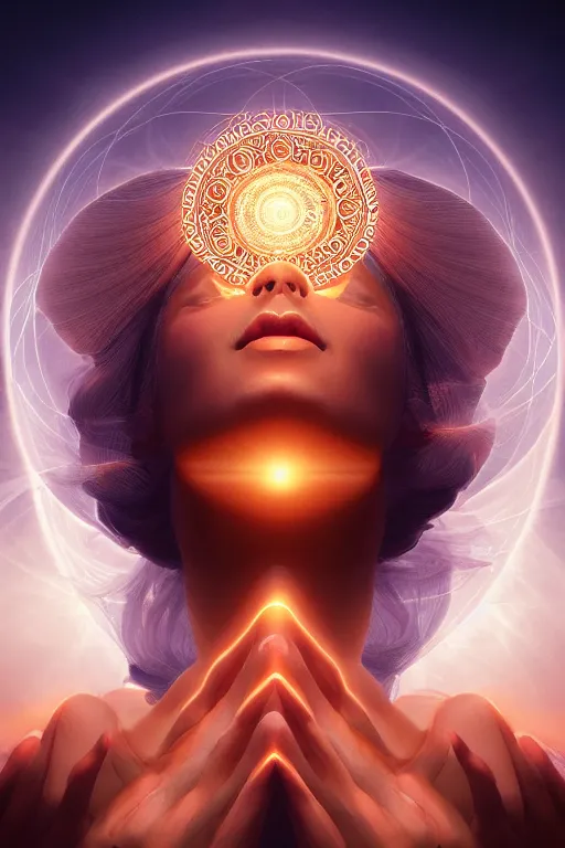 Image similar to a centered render of a goddess emitting a glorious geometric energy is surrounded by spiral mandel bulb fractals, powerful, cinematic, beautifully lit, by artgerm, by karol bak, 3 d, trending on artstation, octane render, 8 k