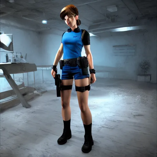 Prompt: jill valentine by bill watterson and artgem, 3 d unreal engine.