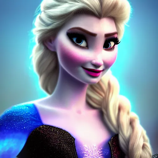 Image similar to Anna Faith Carlson as Elsa from Frozen, portrait, fantasy, medieval, vivid colors, elegant, concept art, sharp focus, beautiful face, digital art, Hyper-realistic, 4K, Unreal Engine, Highly Detailed, HD, Dramatic Lighting by Brom, trending on Artstation