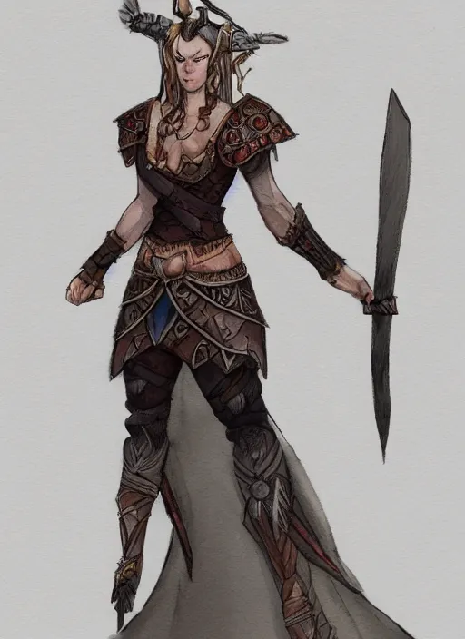 Prompt: full body concept art of a warrior princess