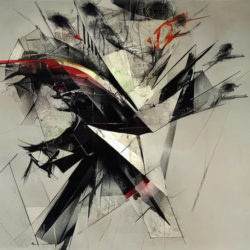 Image similar to a bird moving between urban informatics and computational social science, oil on canvas by dave mckean and yoji shinkawa