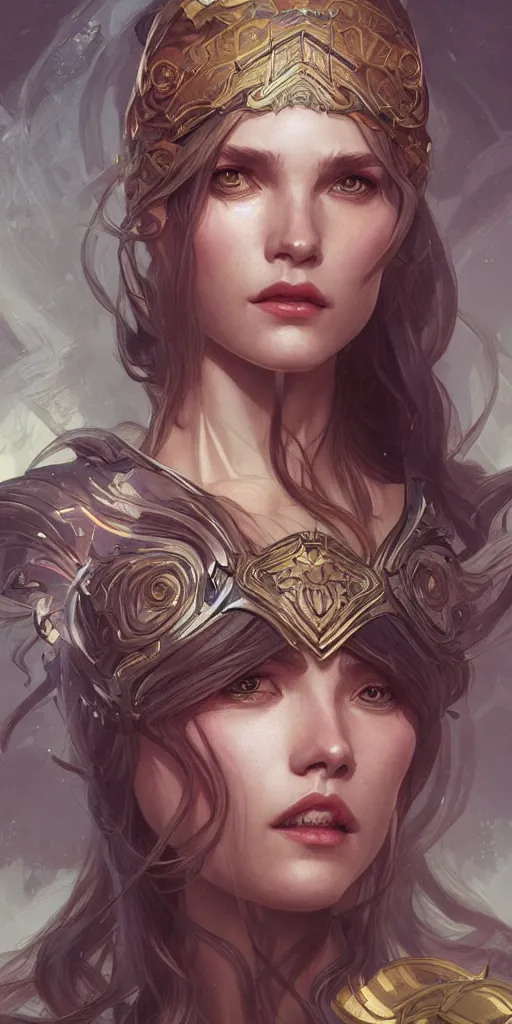 Prompt: a portrait of Norse queen, highly detailed, digital painting, artstation, concept art, sharp focus, illustration, art by artgerm and greg rutkowski and alphonse mucha