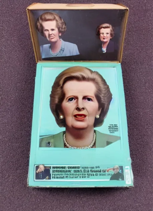 Image similar to Photo of a 1979 action figure of Margaret Thatcher, mint condition, still with packaging