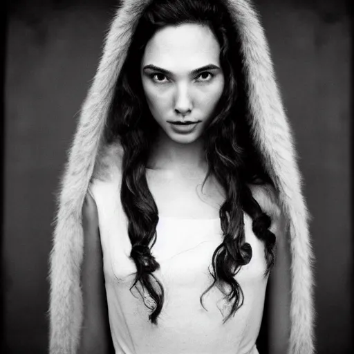 Image similar to a masterpiece portrait photo of a beautiful young woman who looks like an eskimo gal gadot, symmetrical face