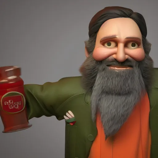 Image similar to rasputin as grubhub character, octane render, realistic texture, depth of field