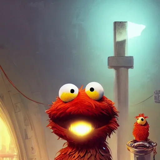 Image similar to highly detailed portrait elmo sesame street in gta v, stephen bliss, unreal engine, fantasy art by greg rutkowski, loish, rhads, ferdinand knab, makoto shinkai and lois van baarle, ilya kuvshinov, rossdraws, tom bagshaw, global illumination, radiant light, detailed and intricate environment