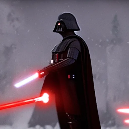 Image similar to Film still of Darth Vader holding his lightsaber, from Red Dead Redemption 2 (2018 video game)